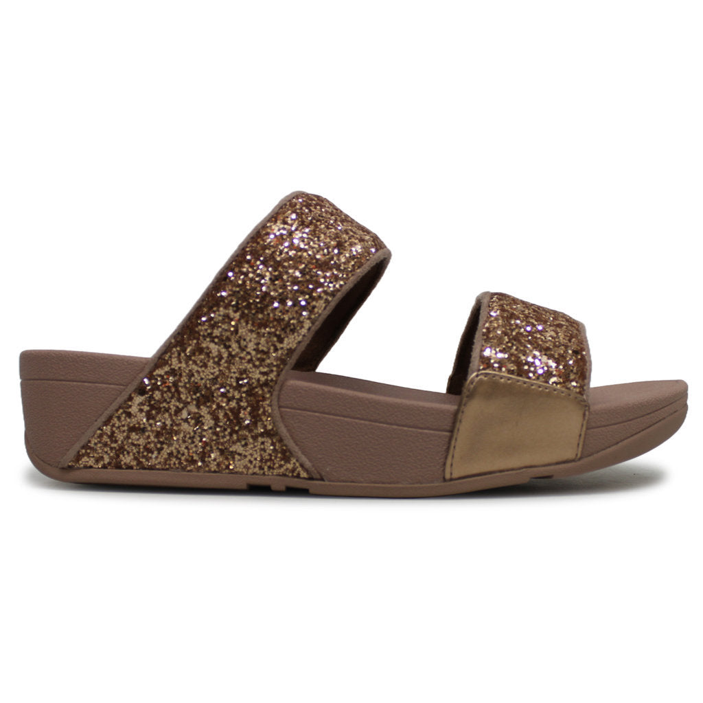 FitFlop Lulu Glitter Slides Synthetic Womens Sandals#color_rose gold