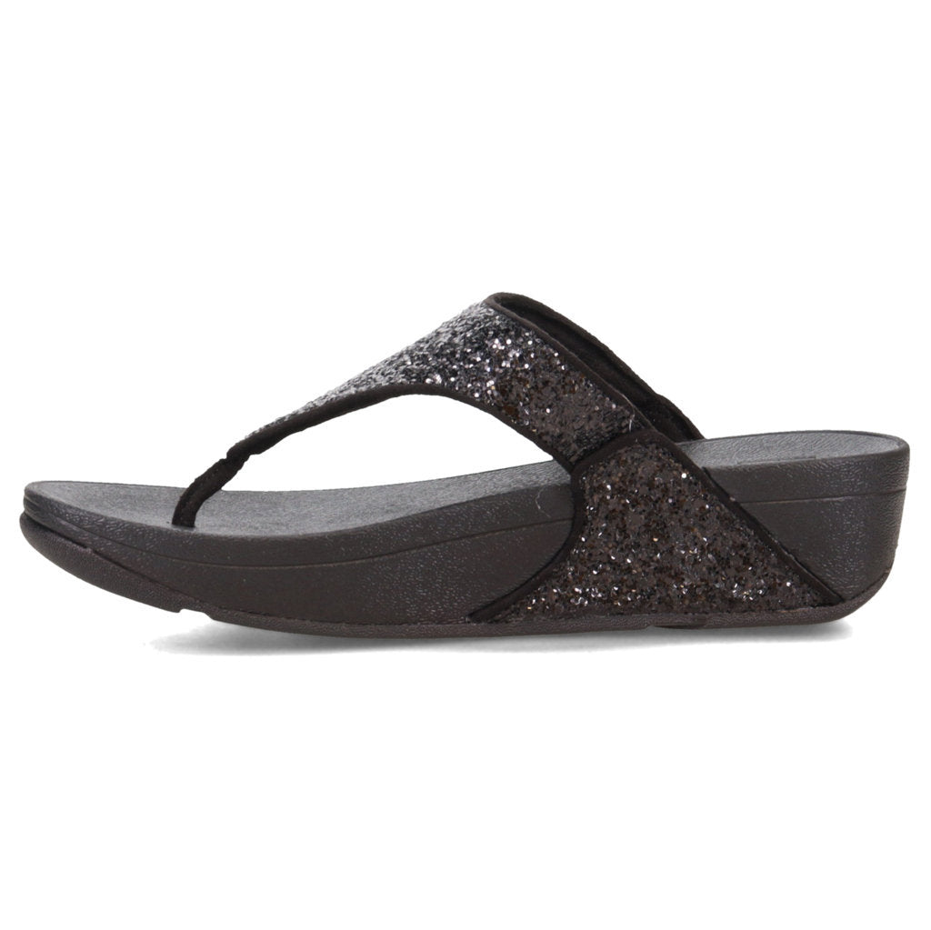 FitFlop Lulu Glitter Toe Synthetic Womens Sandals#color_black glitter