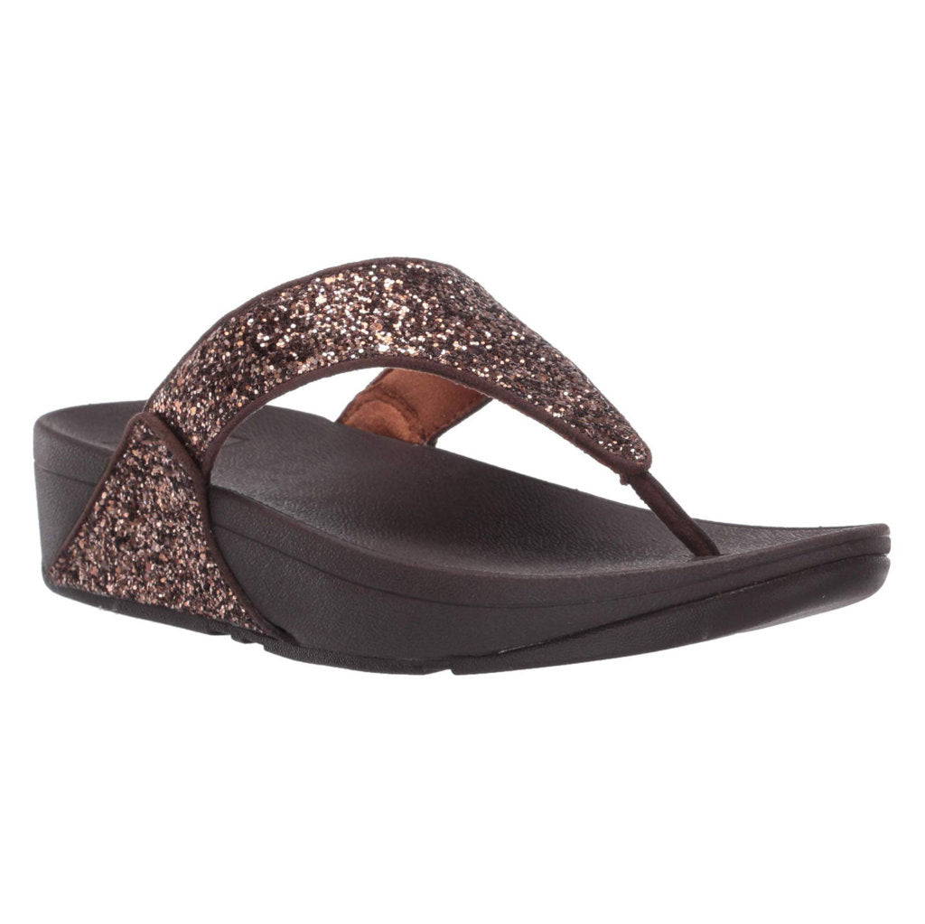 FitFlop Lulu Glitter Toe Synthetic Womens Sandals#color_chocolate metallic