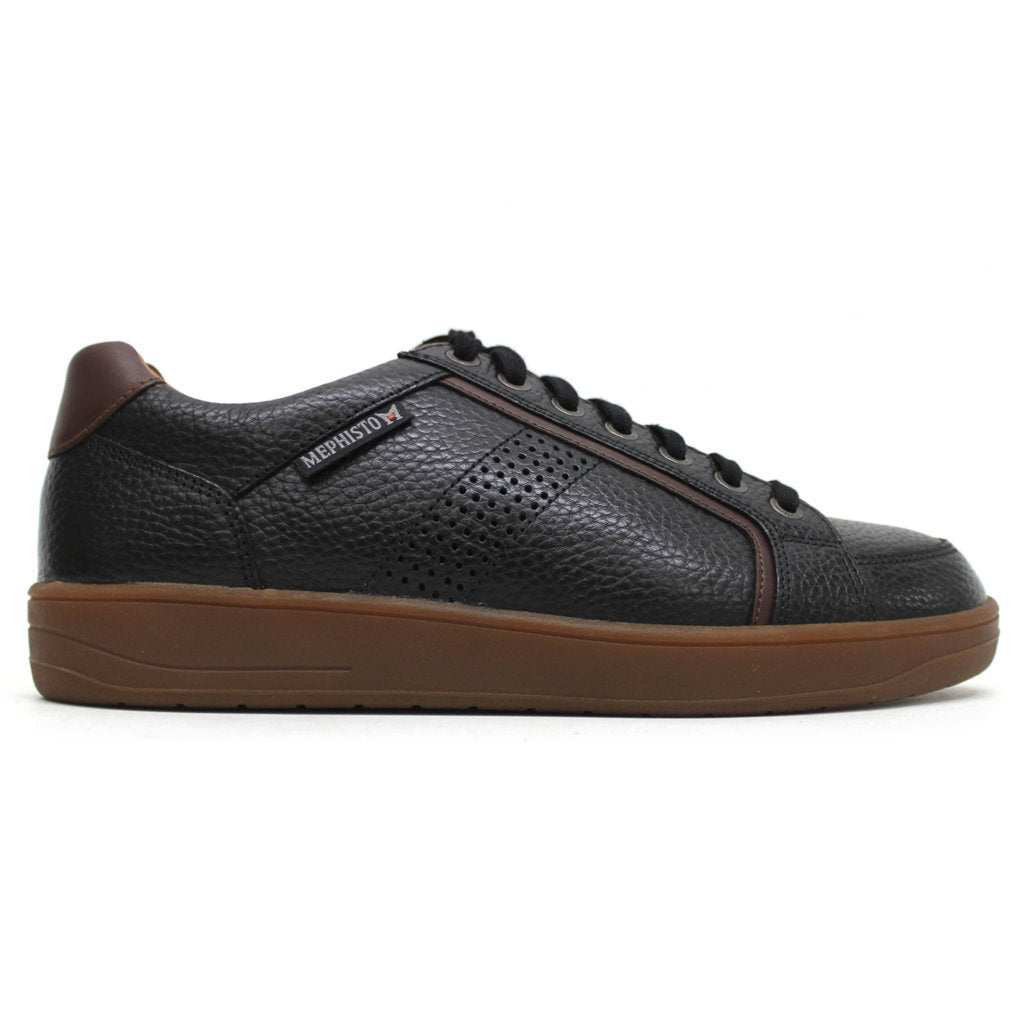 Mephisto Harrison Full Grain Leather Mens Sneakers#color_black