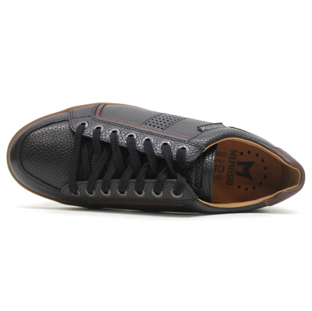 Mephisto Harrison Full Grain Leather Mens Sneakers#color_black