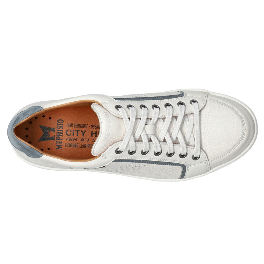 Mephisto Harrison Full Grain Leather Mens Sneakers#color_white