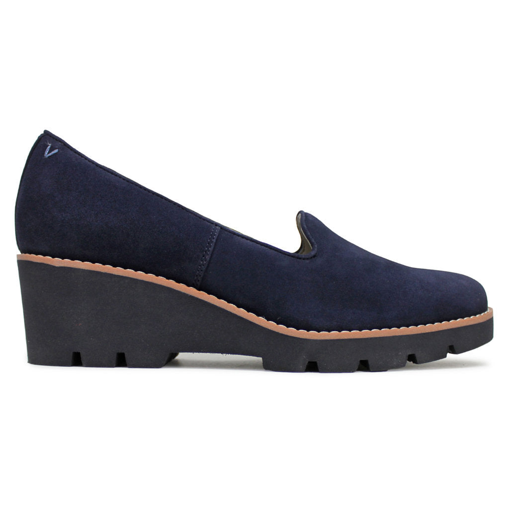 Vionic Willa Wedge Suede Womens Shoes#color_navy