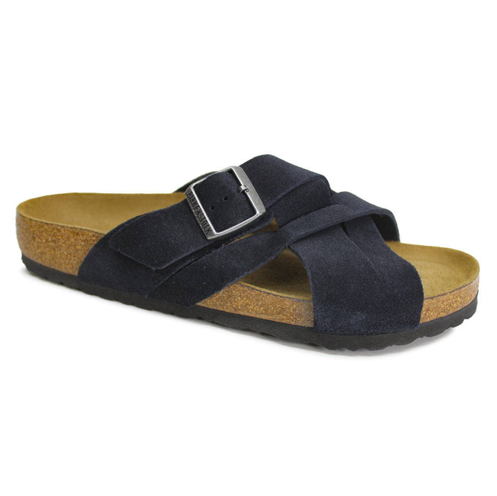 Birkenstock Lugano Suede Leather Unisex Sandals#color_midnight