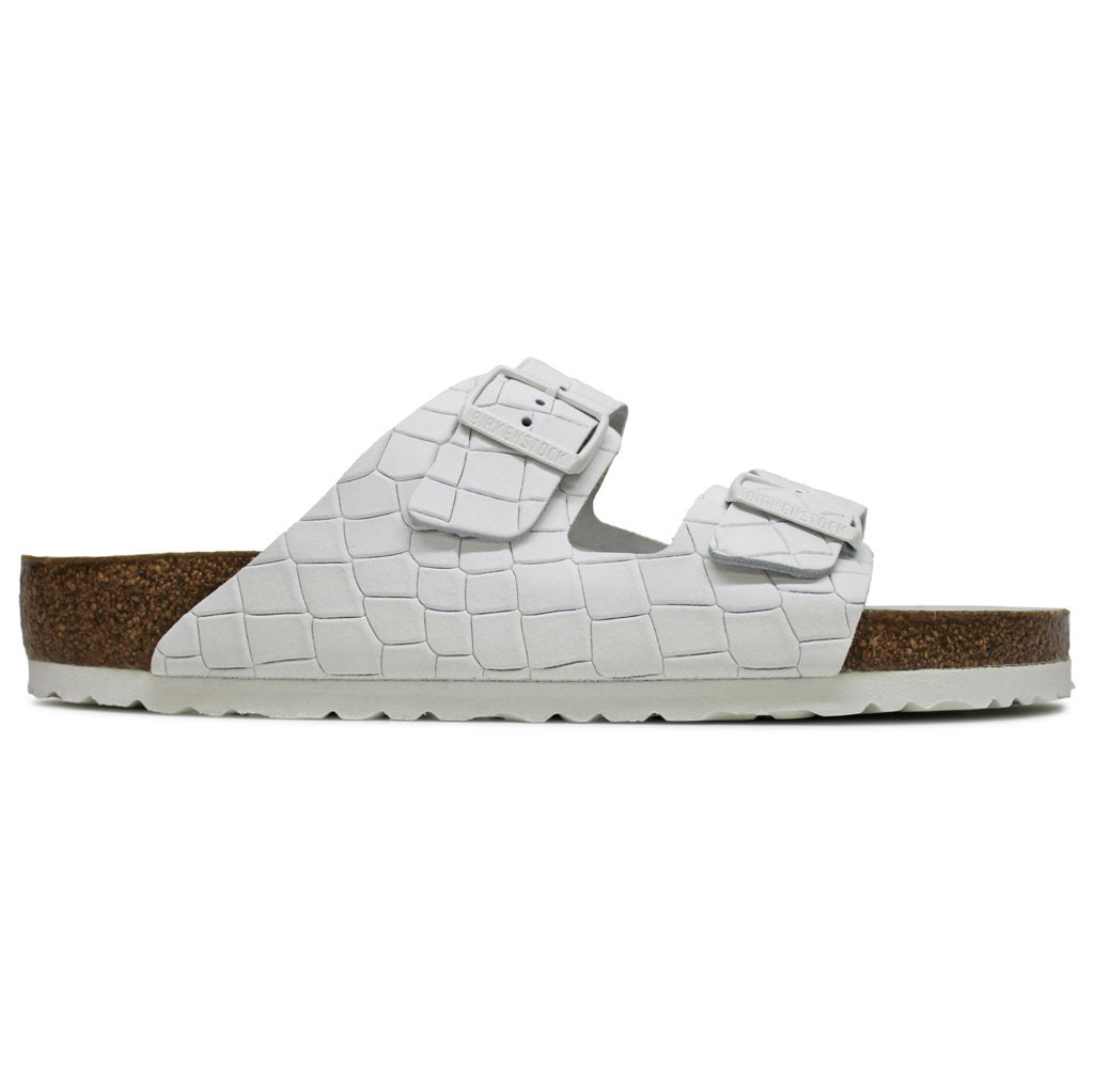 Birkenstock Arizona BS Embossed Natural Leather Unisex Sandals#color_white